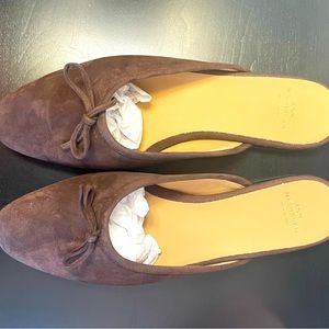 NIB Ann Mashburn Joy Mules in Chocolate Suede Size 40